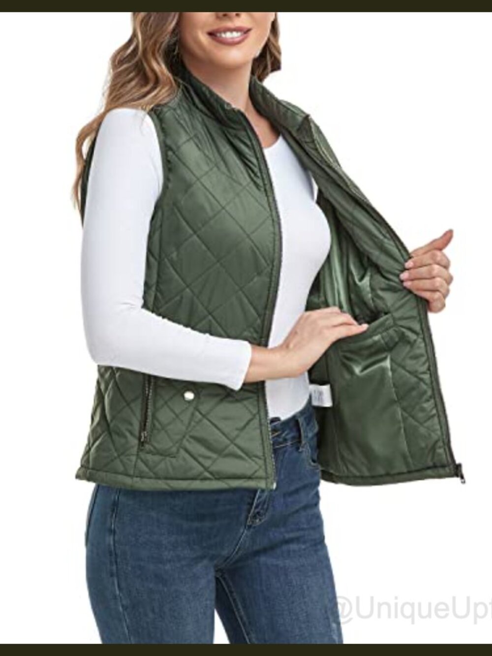 Longking Women's Lightweight Packable Quilted Vest Sleeveless Gilet Zip Pockets